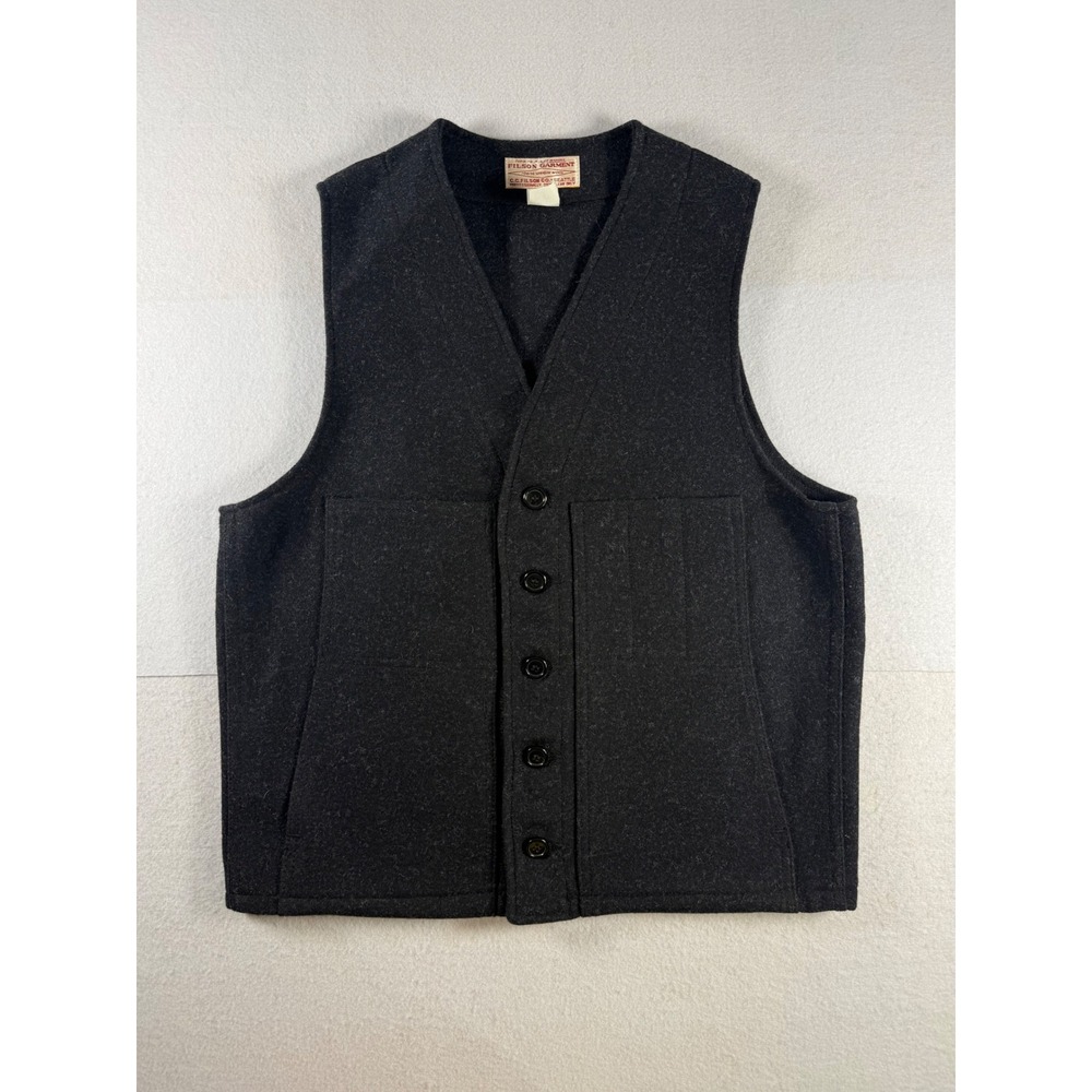 Filson Mackinaw Wool Vest Charcoal Grey Mens Size 40 Style 20 Made in USA
